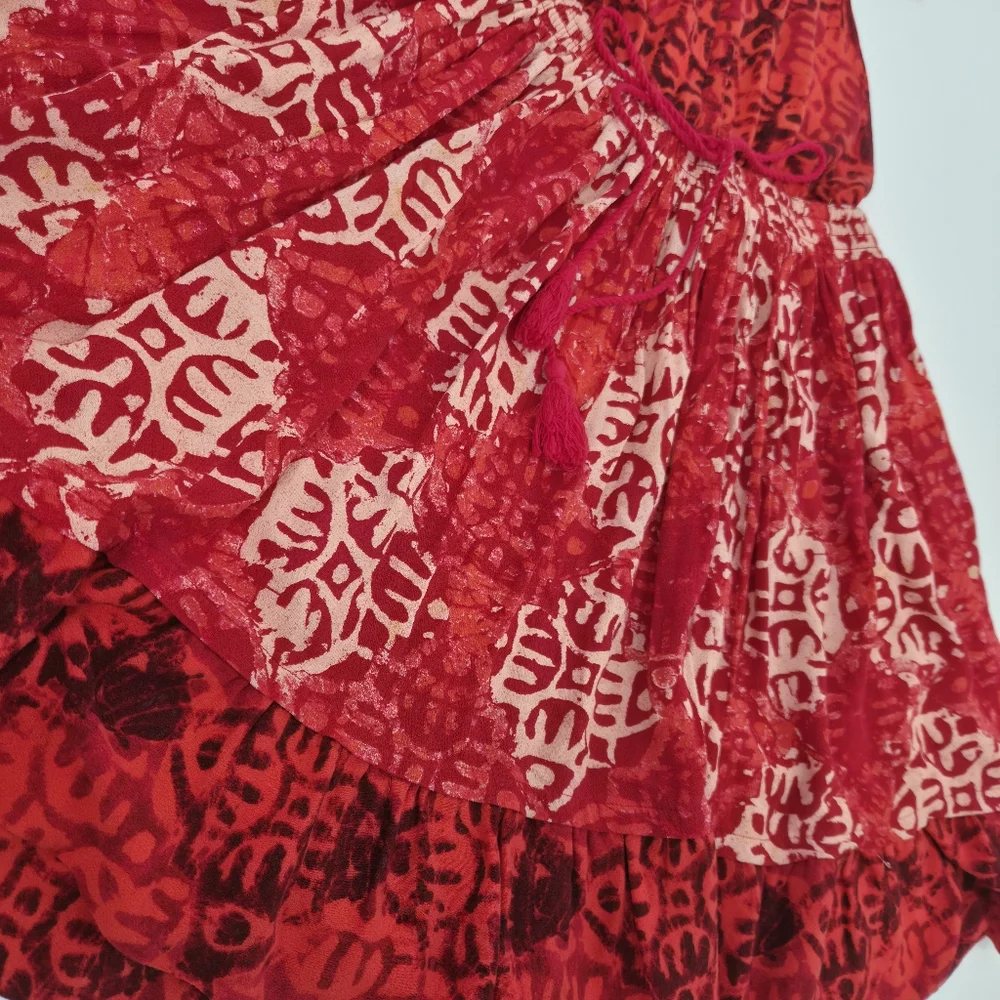 Free People Red Beach Day Boho Halter Flowy Summer Mini Dress‎